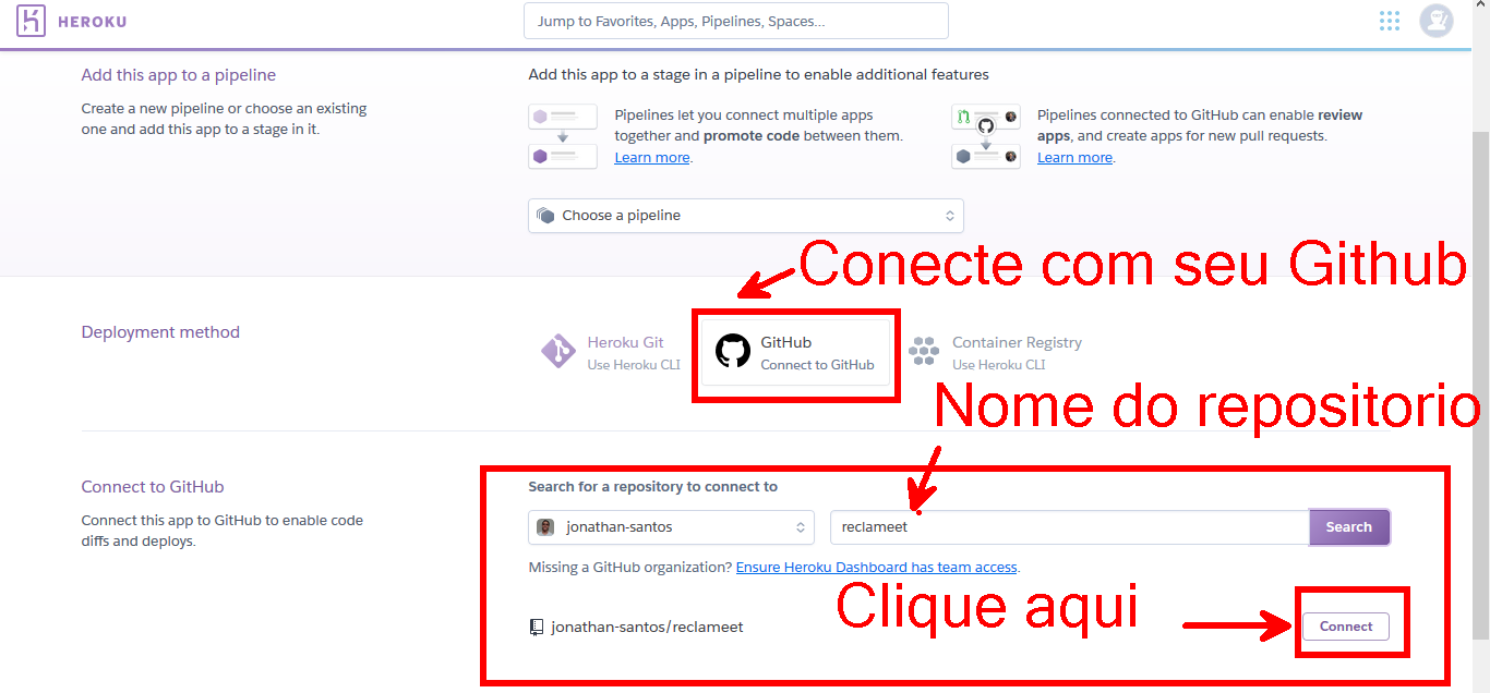 Conecte com o seu repositório