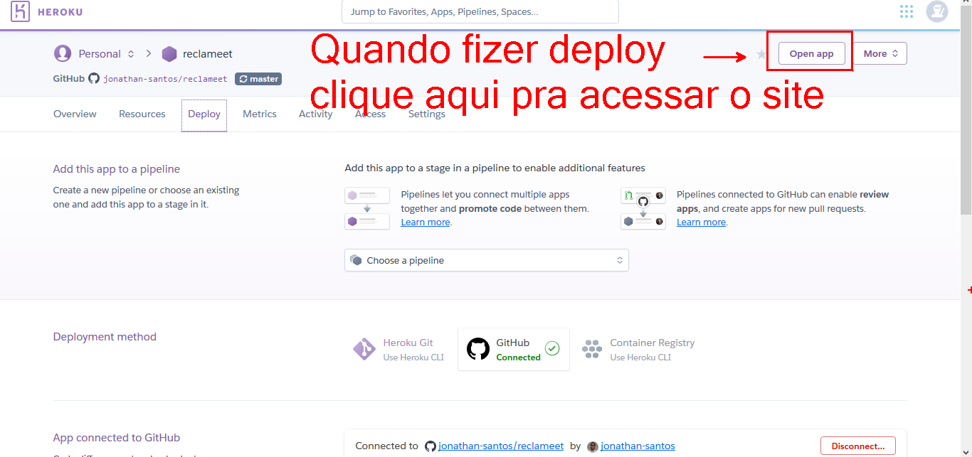 Clique no botão Open app